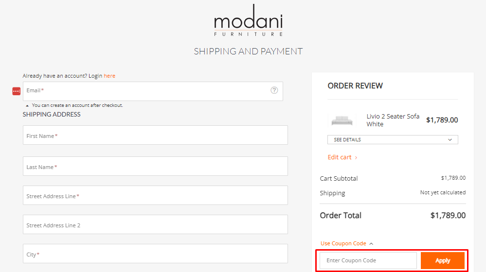 How do I use my Modani coupon code?