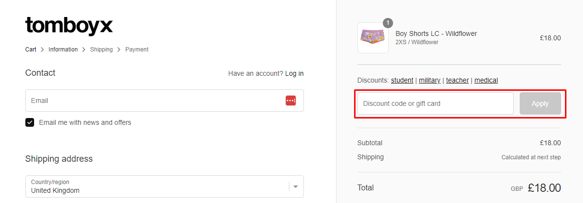 How do I use my TomboyX discount code?