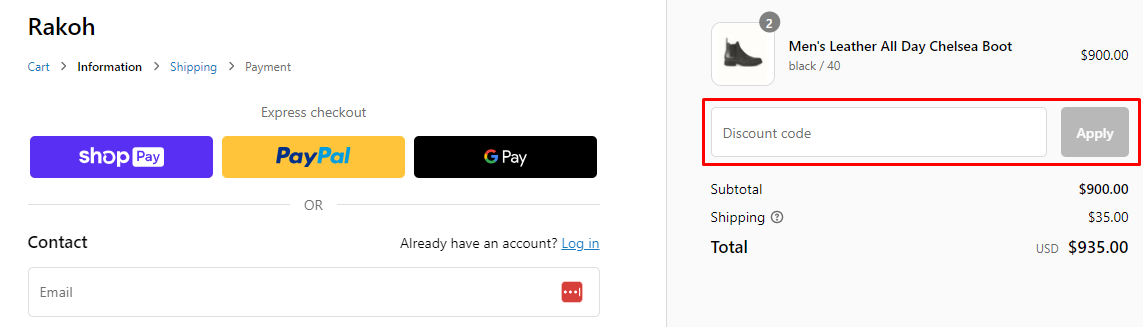 How do I use my Rakoh discount code