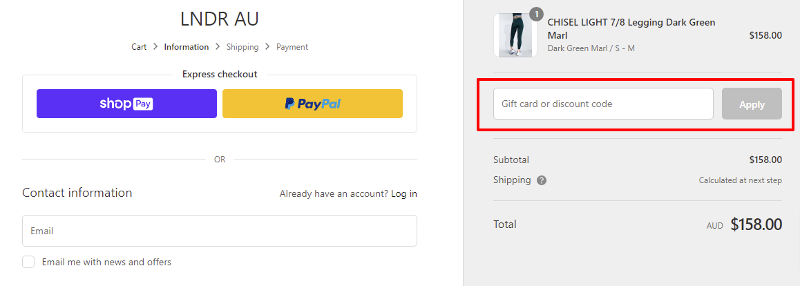 LNDR Checkout