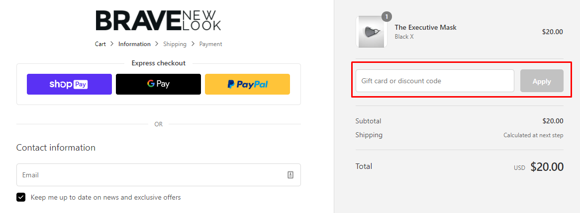 How do I use my Brave New Look discount code?