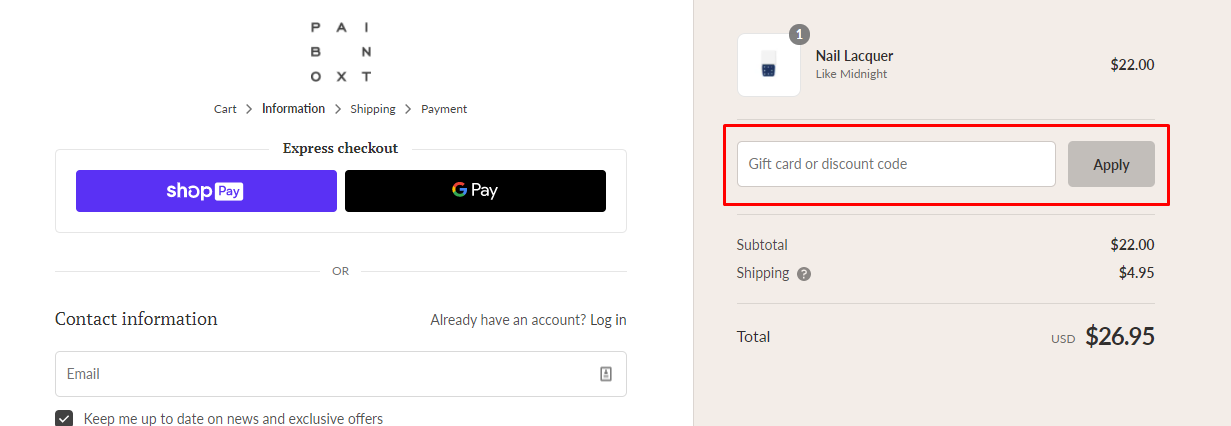How do I use my Paintbox discount code?