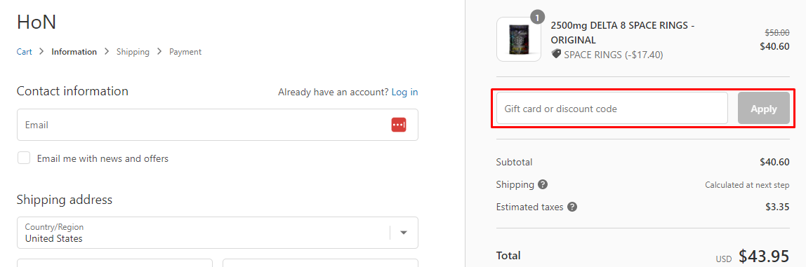 How do I use my Hi on Nature discount code?