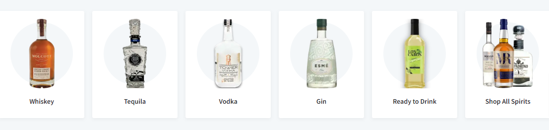 A collage showing bottles of whiskey, tequila, vodka, gin, ready to drink and other spirits