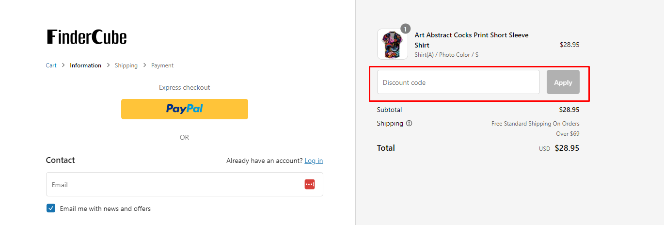 How do I use my FinderCube discount code?