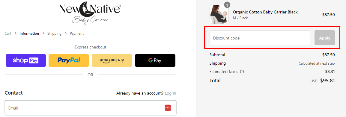 How do I use my New Native discount code