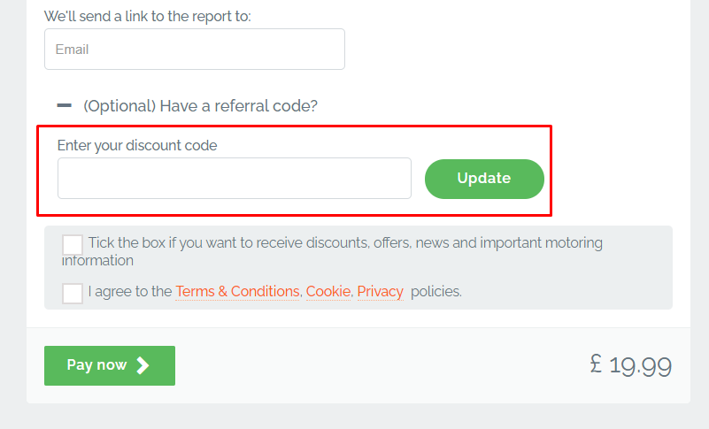 How do I use my HPI Check discount code?