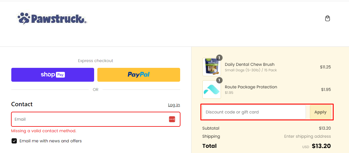 How do I use my Pawstruck discount code?