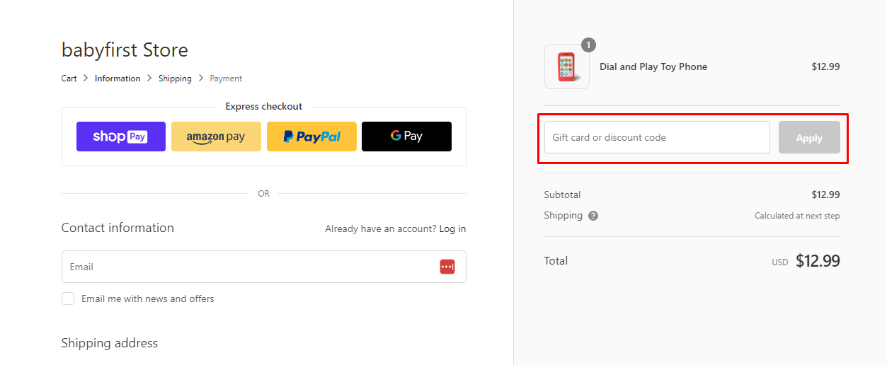 How do I use my BabyFirst discount code?