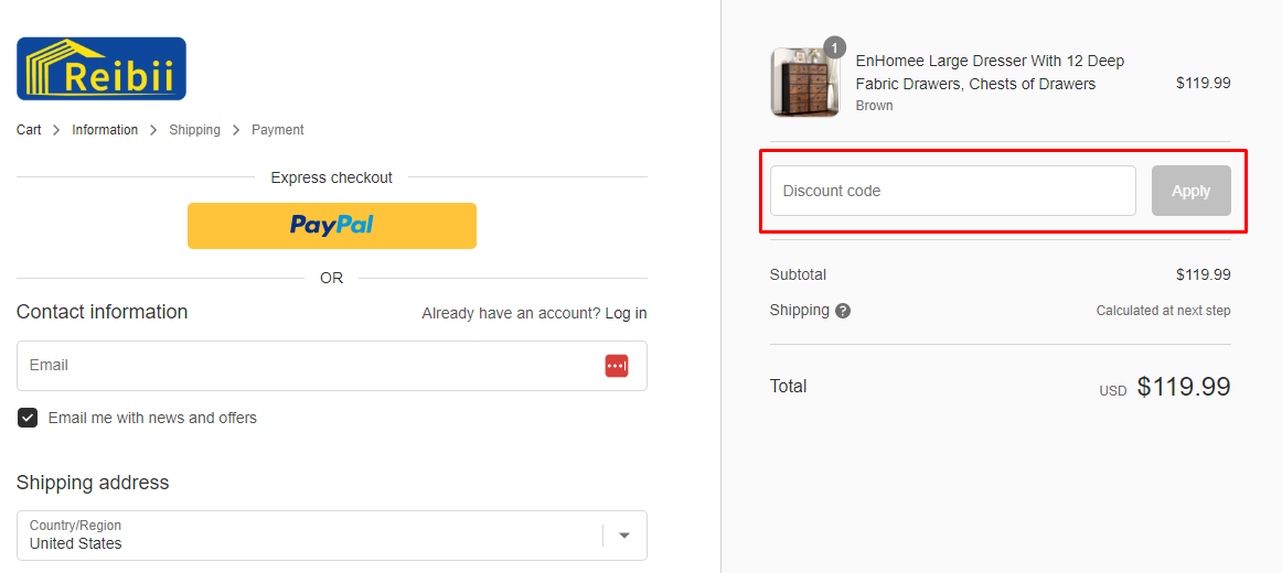 How do I use my Reibii discount code?