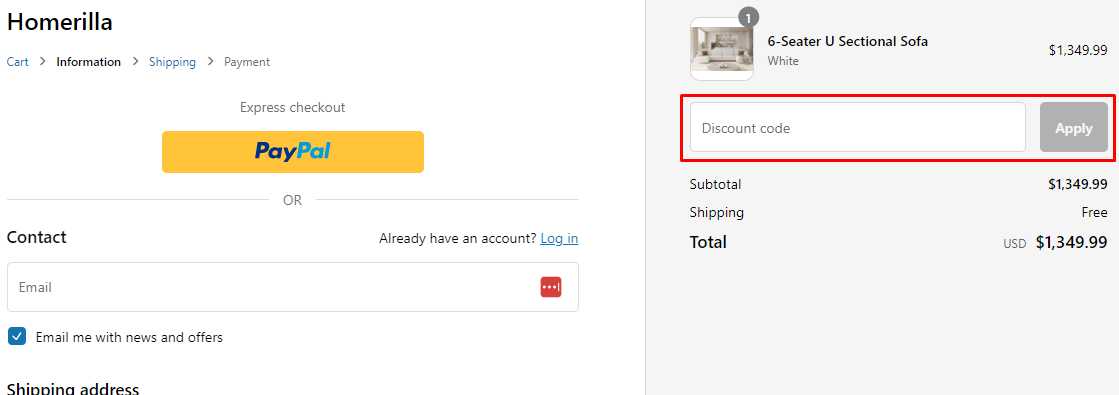 How do I use my Homerilla discount code?