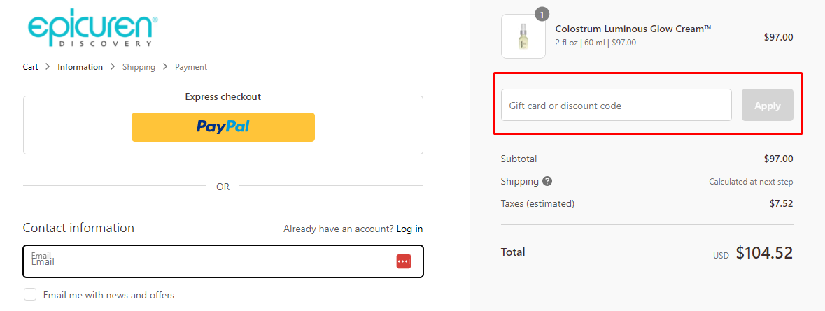 How do I use my Epicuren Discovery discount code?