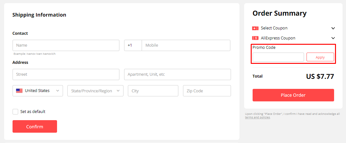 How do I use my AliExpress promo code?