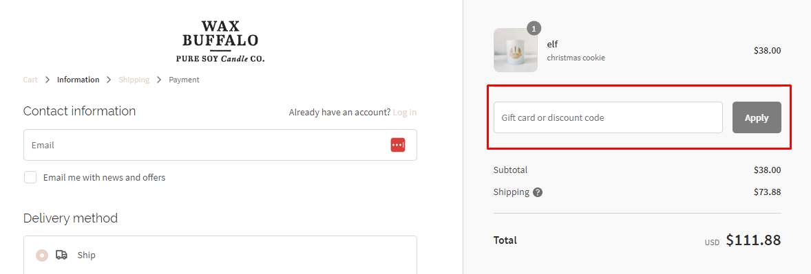 How do I use my Wax Buffalo discount code?