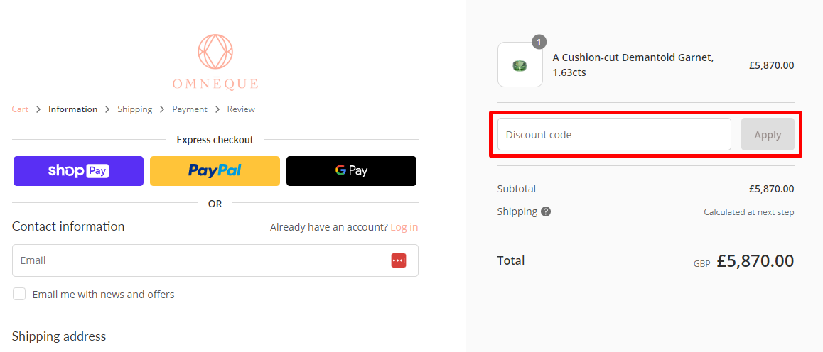 How do I use my Omneque discount code?