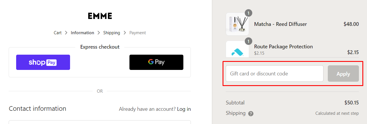 How do I use my EMME discount code?
