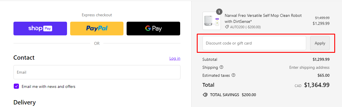 How do I use my Narwal discount code?