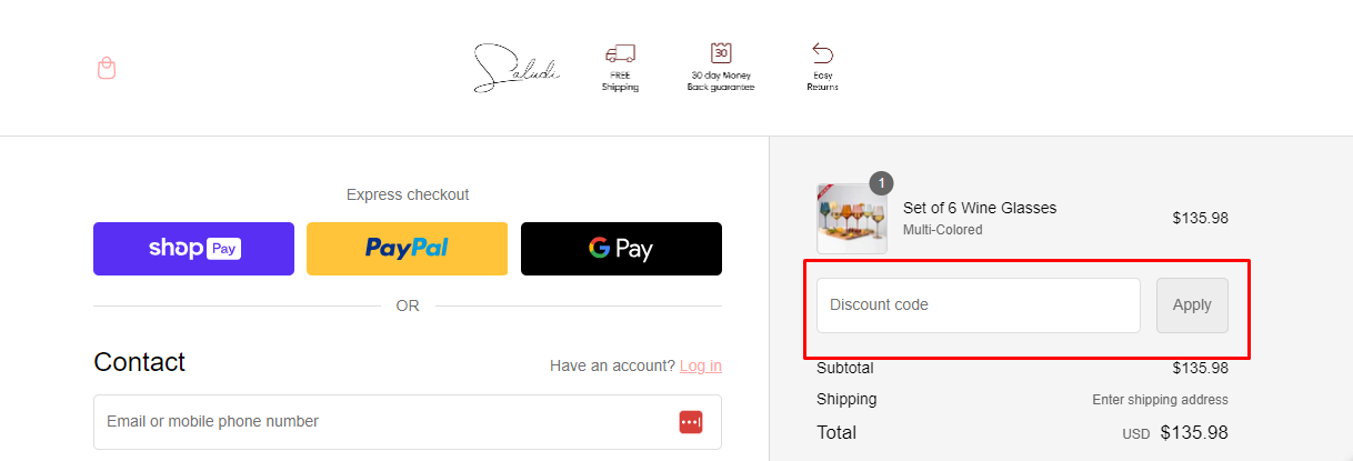 How do I use my Saludi Glassware coupon code?