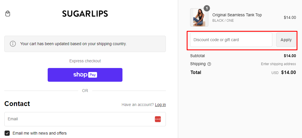 2.How do I use my Sugarlips coupon code?