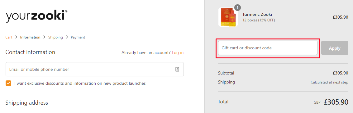 How do I use my YourZooki discount code?