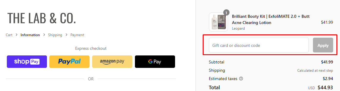 How do I use my The Lab & Co. discount code?