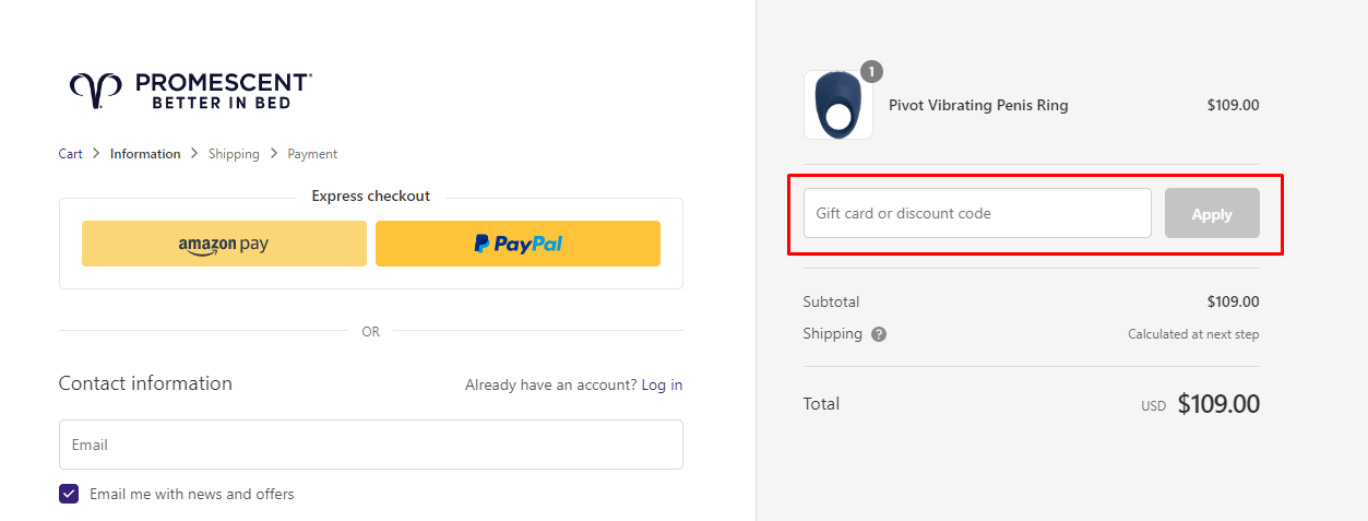 How do I use my Promescent discount code?