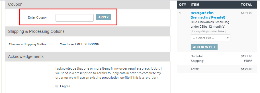 How do I use my Total Pet Supply discount code?