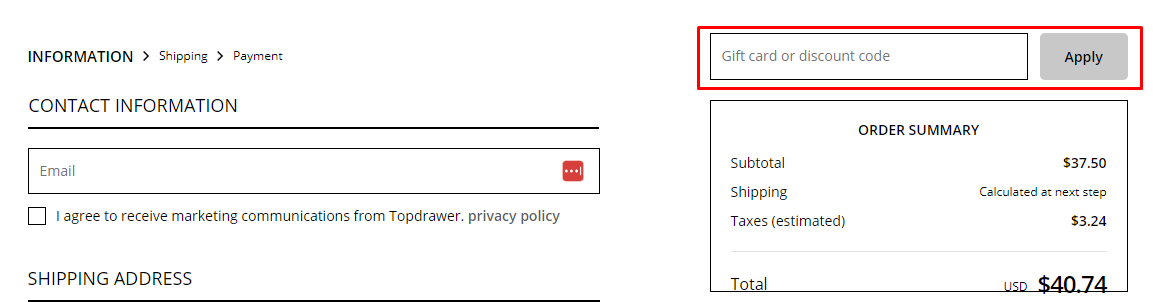 How do I use my Topdrawer discount code?