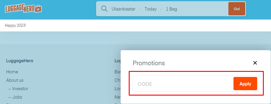 How do I use my LuggageHero promotion code?