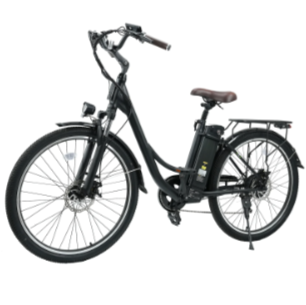 Ein E-Bike von iScooter in dunkler Farbe auf leerem Hintergrund