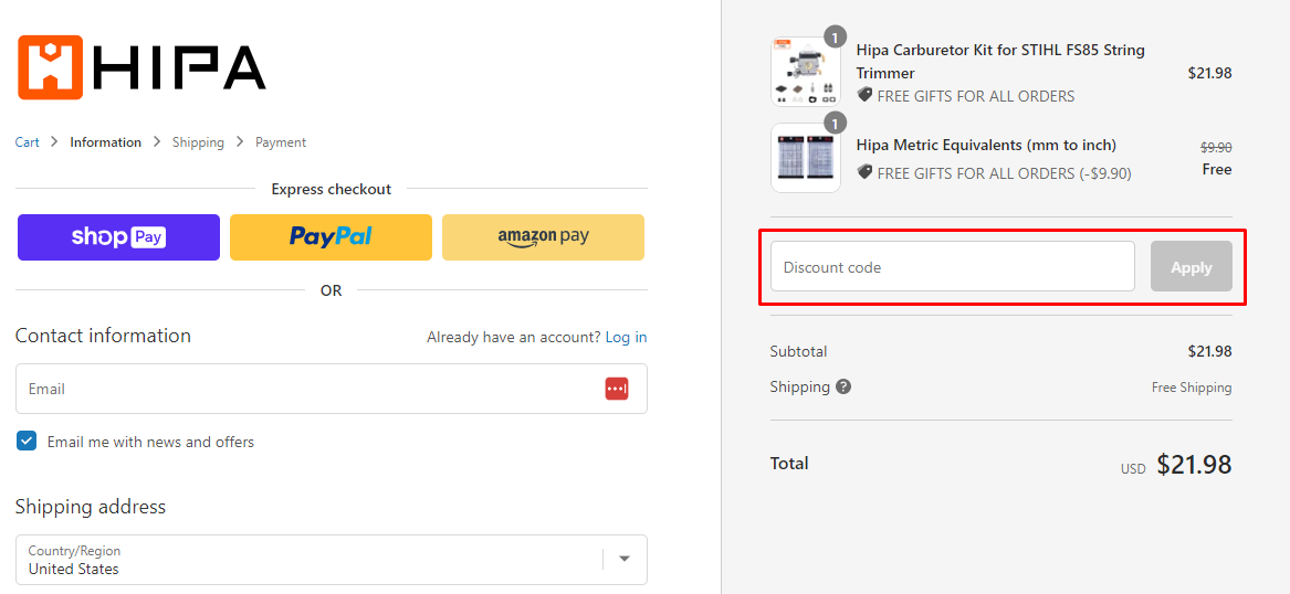 How do I use my HIPA discount code?