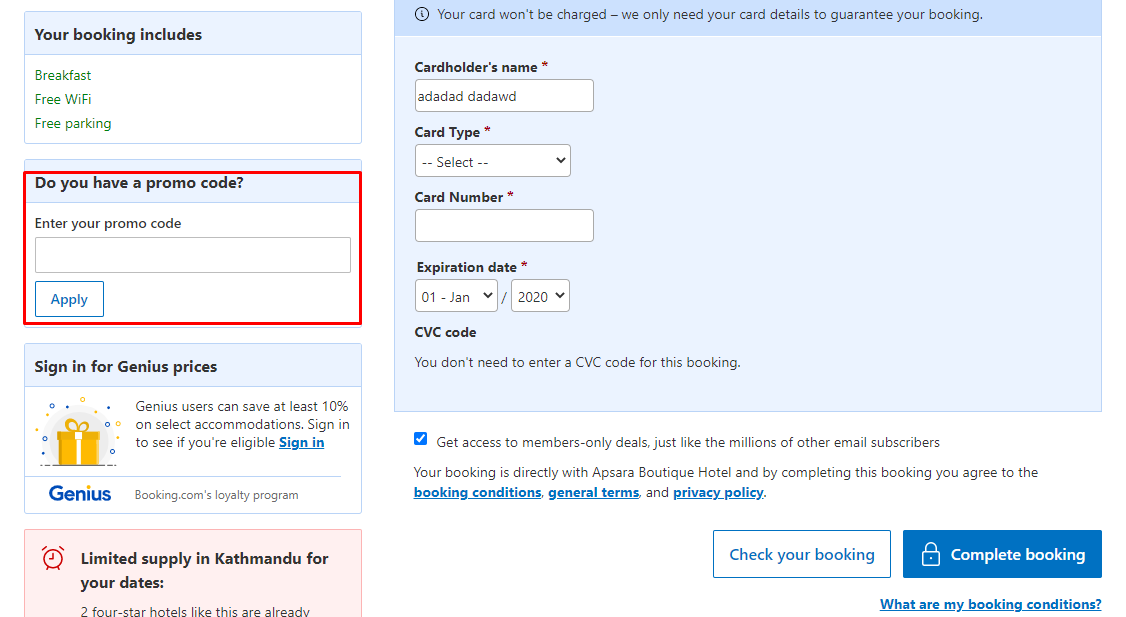 Booking Promo