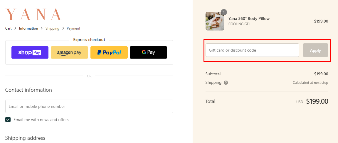 How do I use my Yana Sleep discount code?