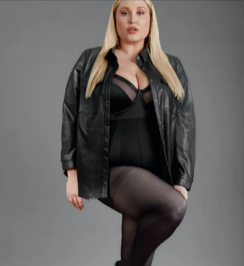 A lady wearing ELLE sheer tights and party time blazer