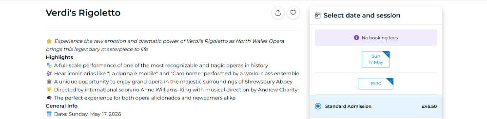 A summary of the Verdi's Rigoletto in Birmingham tickets on Fever