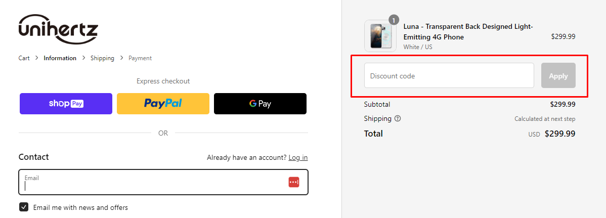 How do I use my Unihertz discount code?