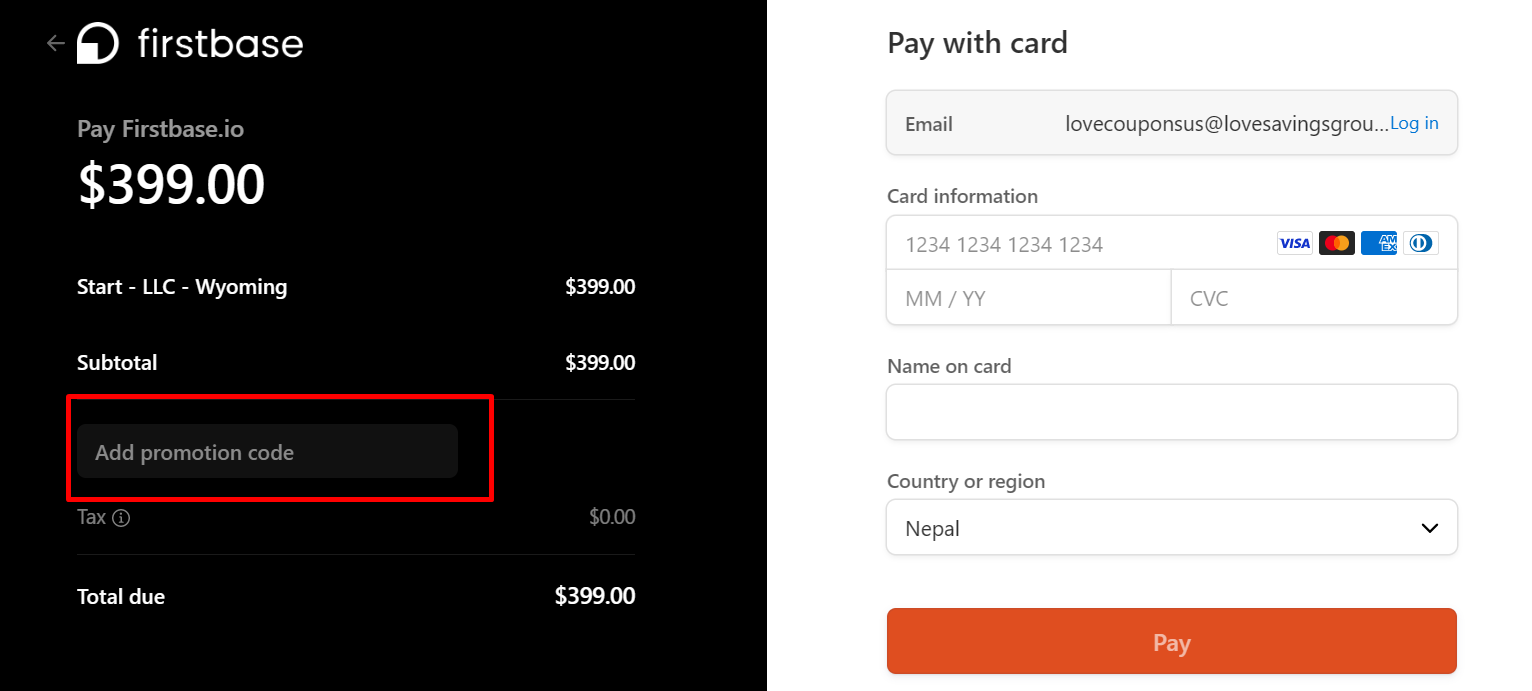 How do I use my Firstbase promotion code?