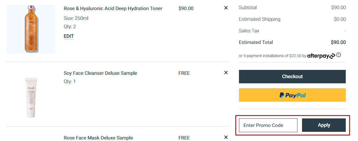 How do I use my Fresh promo code?