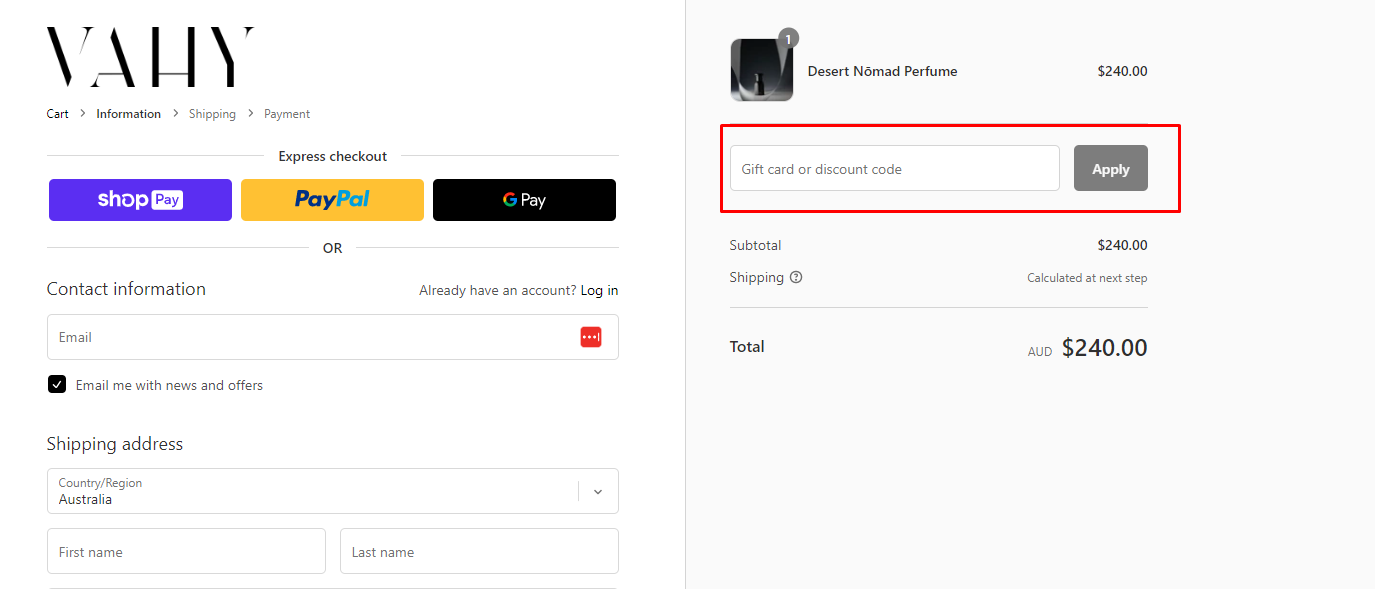 How do I use my Vahy discount code?