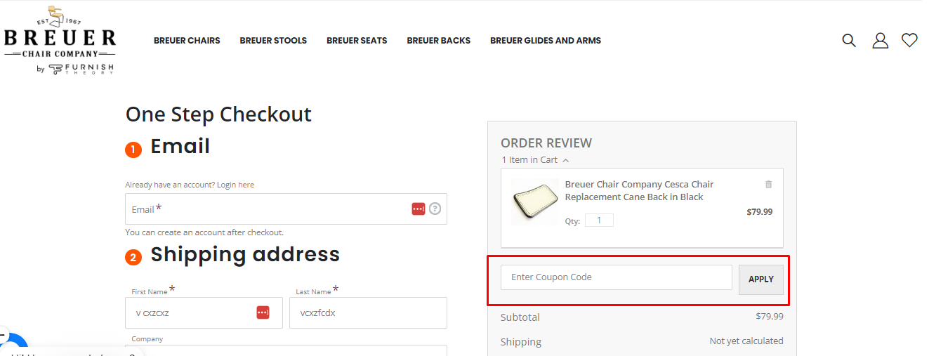How do I use my Breuer Chair Company coupon code?