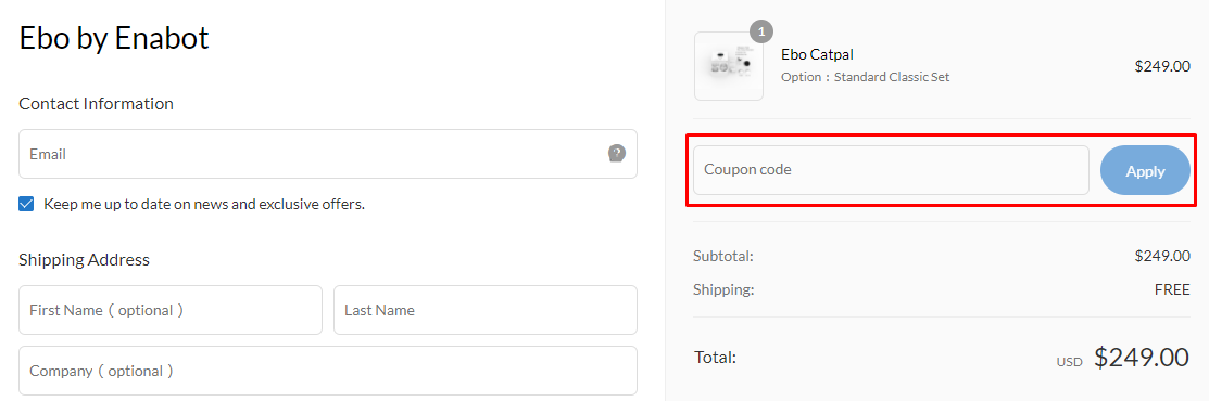 How do I use my Enabot coupon code?