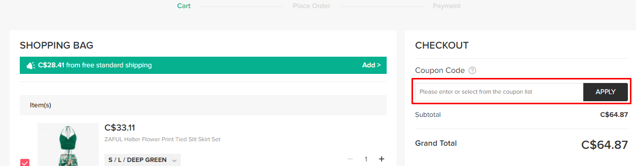 How do I use my Zaful coupon code?