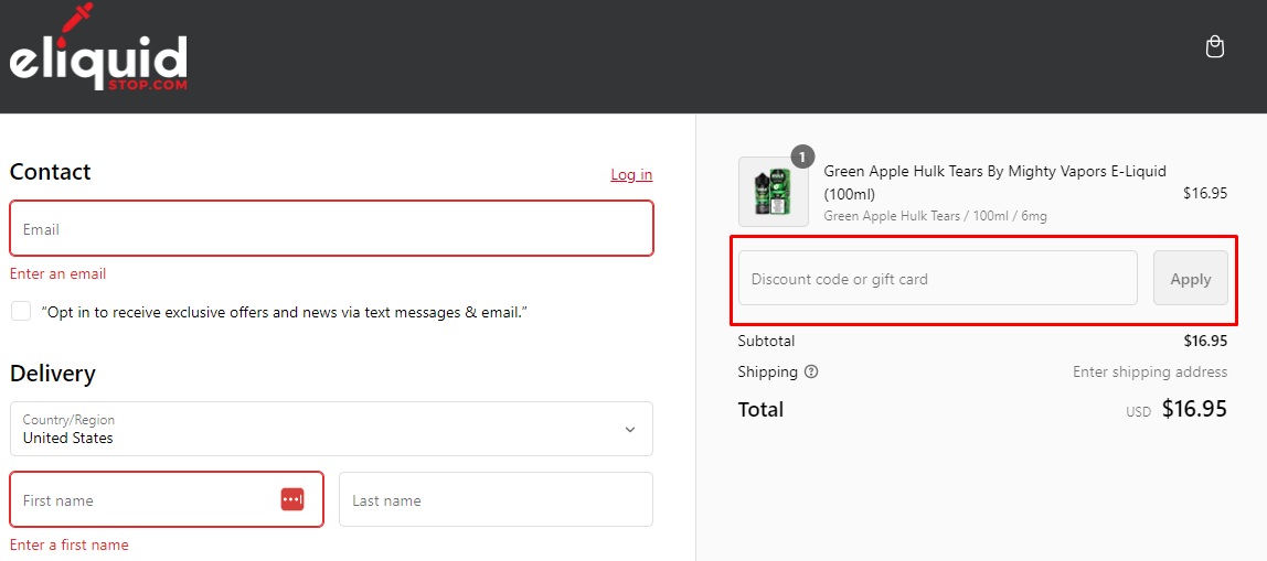 How do I use my Eliquidstop discount code?
