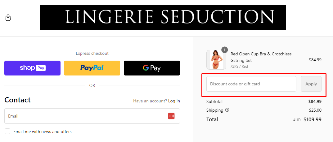 How do I use my Lingerie Seduction discount code?