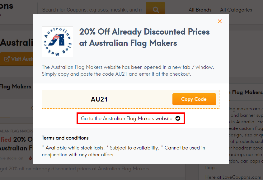 How do I use my Australian Flag Makers coupon code?