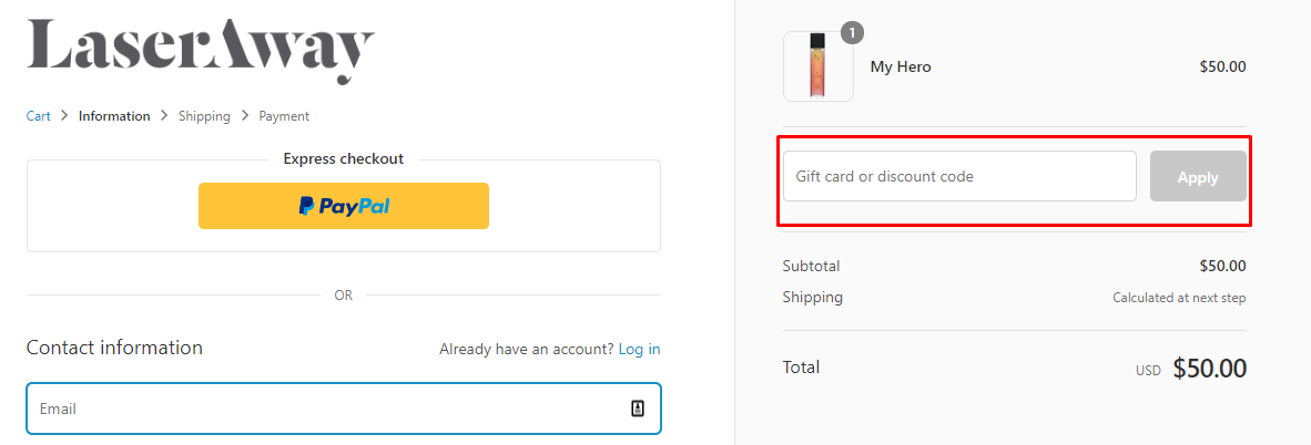 How do I use my LaserAway discount code?