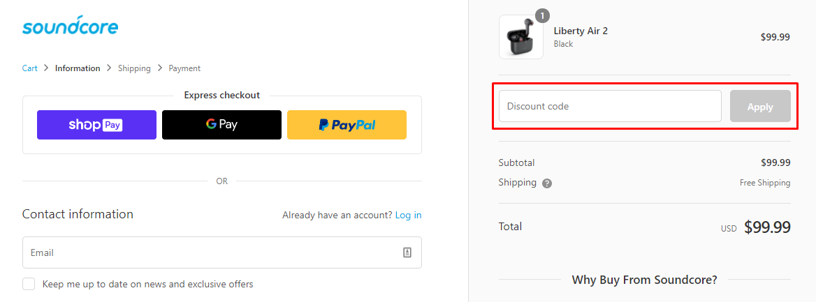 How do I use my Soundcore discount code?