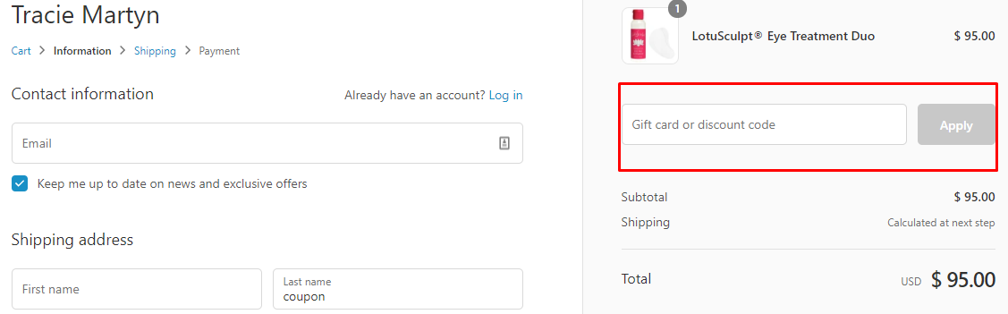 How do I use my Tracie Martyn discount code?
