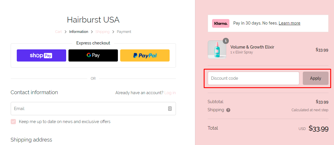 How do I use my Hairburst discount code?