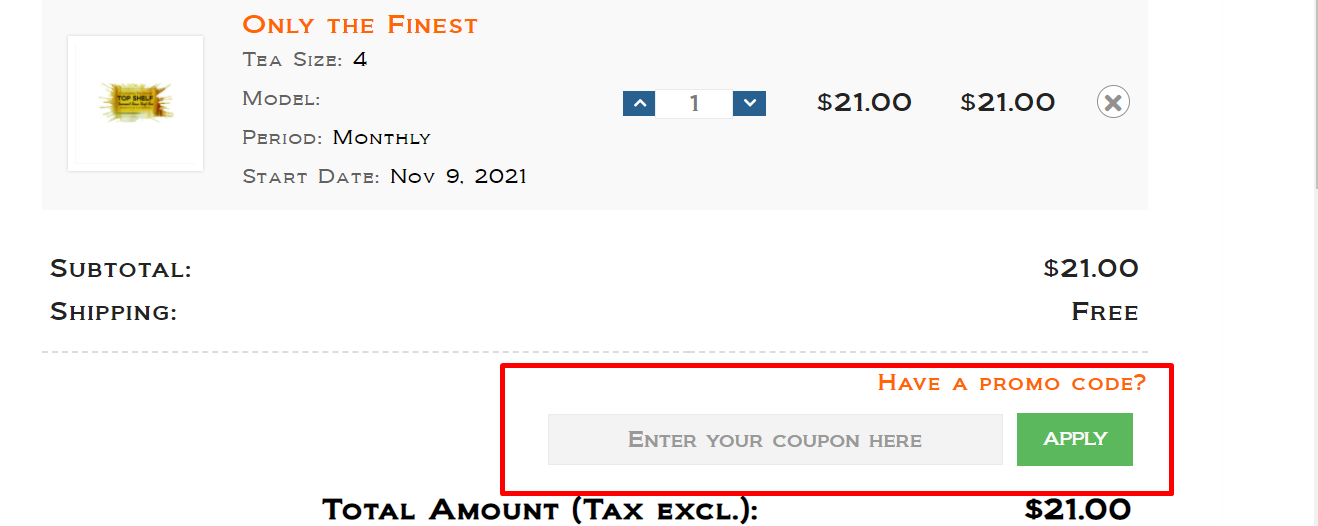 How do I use my California Tea House promo code?